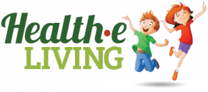 Health-e Living Logo, kids jumping